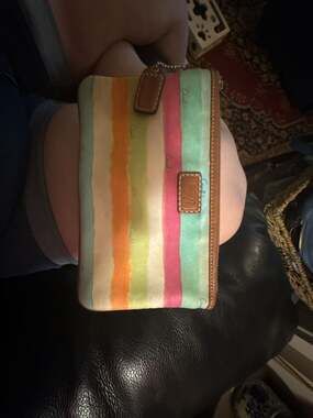 Coach Multi-Color Striped Canvas Wristlet